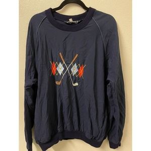 Sunderland Of Scotland Mens Golf Jacket Windbreaker Large Chest Pullover Navy